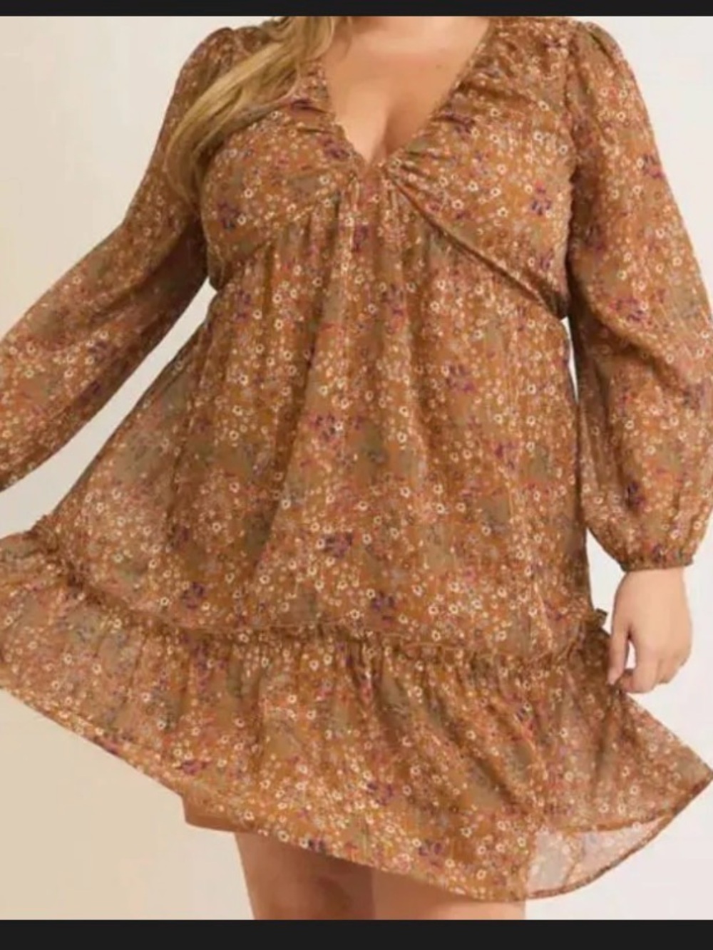 Gilli Pink and Rust Floral Ruffle Dress